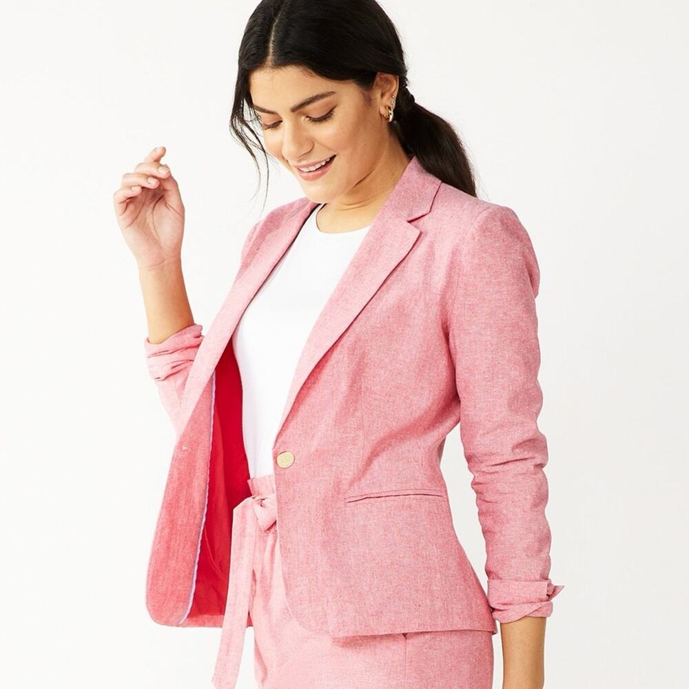 DRAPER JAMES  Pink Single-Button Blazer - Large